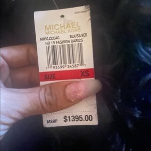 silver and black mk coat xs